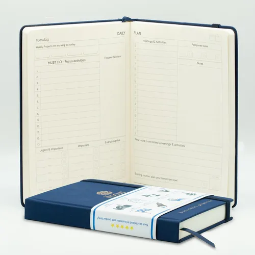 Miniatura 9 de Planificador de negocios sin fecha para emprendedores. Cuaderno de proyectos de enfoque para la productividad. Planificador diario semanal