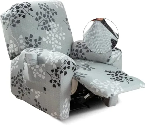 Miniatura 14 de Iauddy Funda para sillón reclinable, elástica, suave, antideslizante, para silla reclinable, 4 piezas, protector de muebles para sillón reclinable