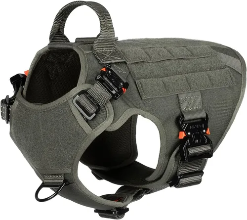 Miniatura 10 de ICEFANG Arnés táctico para perro con 4 hebillas de metal, chaleco, equipo para transportar carga, ligero y modular para perro con asa, sin correa