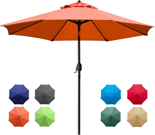 Miniatura 7 de Sunnyglade sombrilla de mesa para exteriores con 8 varillas resistentes, 9 pies