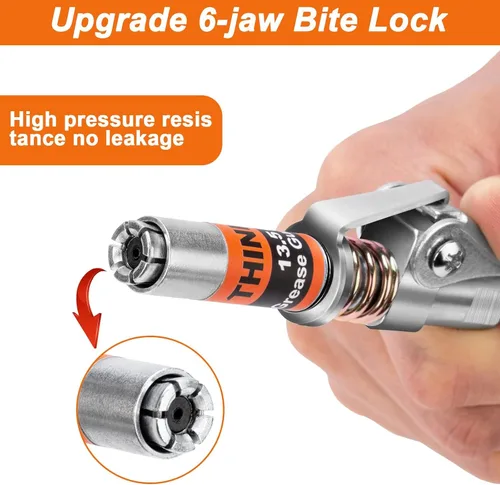 Miniatura 7 de THINKWORK Acoplador de Pistola de Grasa, Puntas de Pistola de Grasa de 0.53", Acopladores de Pistola de Grasa de Bloqueo Fuerte, 12000 PSI Acoplador