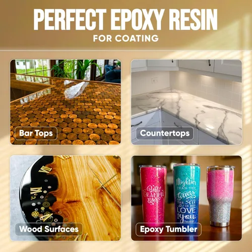 Miniatura 2 de CRAFT RESIN Kit de resina epoxi para mesa de 1 galón – Acabado ultra transparente, de alto brillo, resistente a los rayos UV y a los arañazos, sin