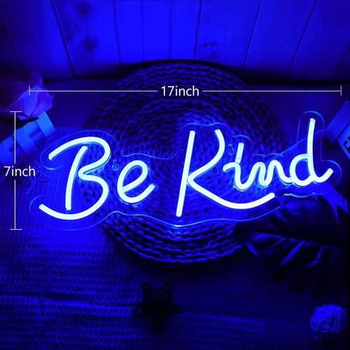 Miniatura 2 de Letreros de neón "Be Kind" para decoración de pared, luces de neón para dormitorio, letreros LED adecuados para sala de estar, sala de juegos, bar