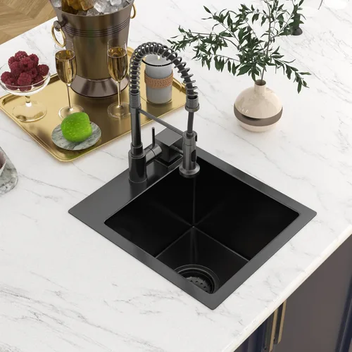 Miniatura 2 de Fregadero de cocina de 13 pulgadas color negro plomizo de 13 x 15 pulgadas, fregadero de cocina de acero inoxidable calibre 18, fregadero hecho a
