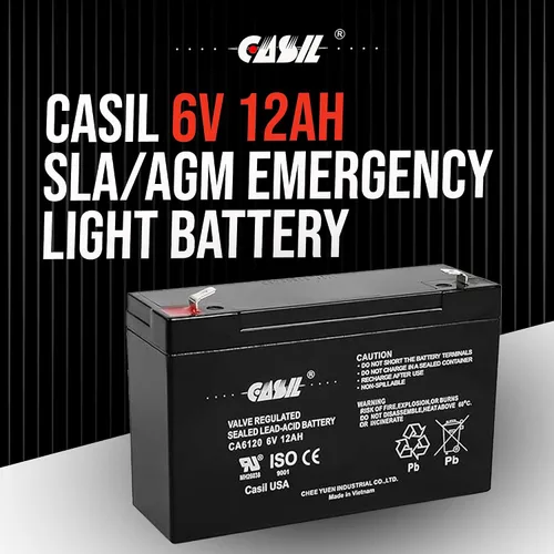 Miniatura 2 de Casil Batería de luz de emergencia 6v 12ah CA6120 selló plomo ácido AGM con terminal F2 para batería de luz de emergencia 6v