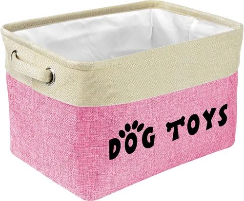 Miniatura 19 de PET ARTIST Cesta de juguetes para perros, caja plegable para juguetes para perros con asas cómodas, organizador grande de almacenamiento de juguetes
