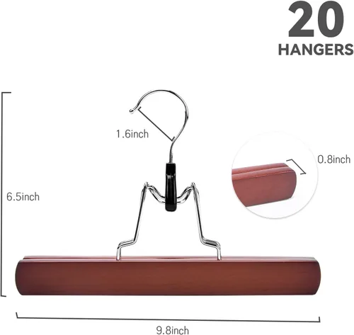 Miniatura 2 de Nature Smile Perchas antideslizantes de madera para faldas y pantalones, acabado liso, de madera maciza, para extensiones de cabello