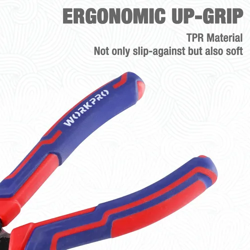 Miniatura 5 de WORKPRO Premium Alicates de Punta de Aguja de 8”, Precisión de Pinza para Papel, Acero CRV de Alta Resistencia, Gran Empuñadura Suave con Cortador