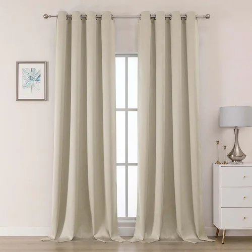 Miniatura 35 de OWENIE Cortinas 100% opacas de 96 pulgadas de largo, 2 paneles para dormitorio, sala de estar, cortinas superiores con aislamiento térmico