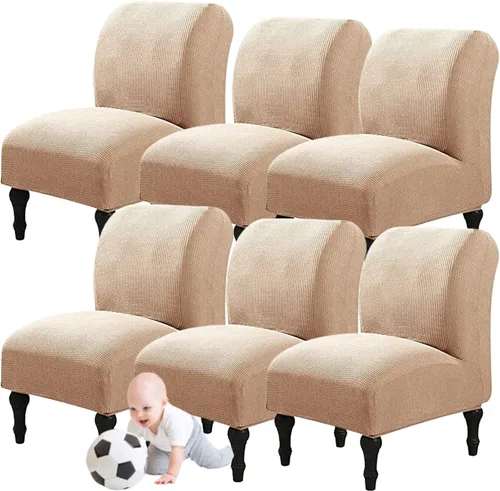 Miniatura 23 de Fundas elásticas para silla sin brazos, extraíbles y lavables, de elastano jacquard sin reposabrazos, protector de muebles para sala de estar, Verde