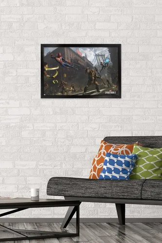 Miniatura 2 de Trends International Marvel's Spider-Man 2 - Póster de pared de lucha callejera con Kraven, 14.72 x 22.37 pulgadas, versión enmarcada en negro