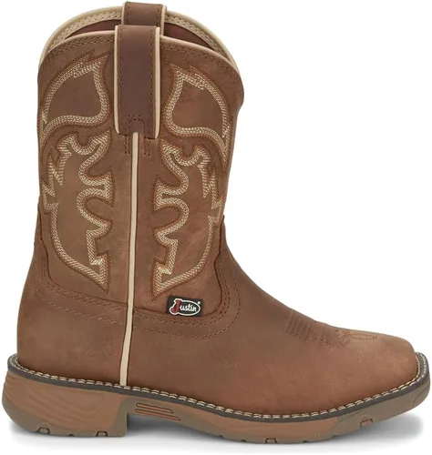 Miniatura 3 de Justin Boots Niños Niños Rush Punta Cuadrada Casual Botas Mid Calf - Marrón