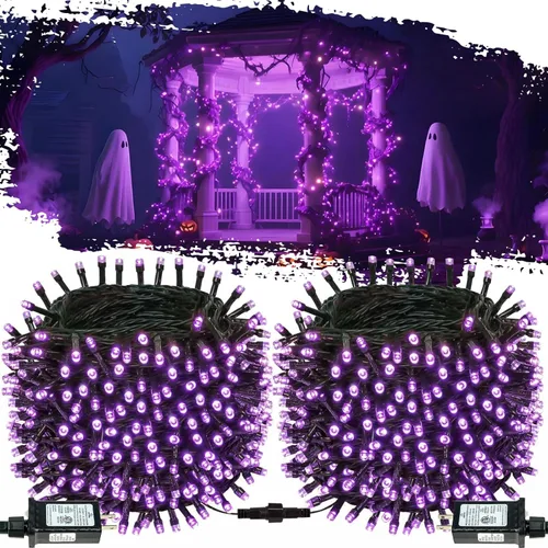 Miniatura 14 de Guirnalda de luces de Navidad, paquete de 2 unidades, se pueden conectar entre si, 164 pies, 400 focos LED rojos, impermeables, para interiores