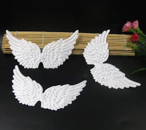 Miniatura 2 de 12 piezas de alas de ángel pequeñas alas de tela apliques parches para manualidades de bricolaje, color blanco