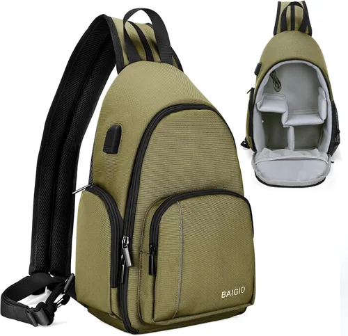 Miniatura 12 de BAIGIO - Bolso cruzado para cámara pequeño, mochila para cámara para fotógrafos, bolso cruzado para cámara impermeable, mochila de viaje para cámara