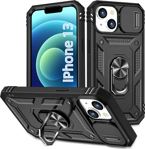 Miniatura 8 de Korecase Funda de protección para iPhone 12 Pro Max Kickstand con cubierta para lente de cámara, deslizante, grado militar, resistente, de doble Rosa