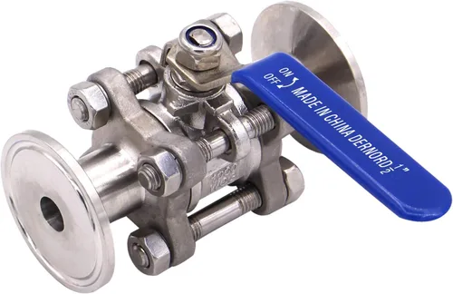 Miniatura 5 de DERNORD Válvula de bola sanitaria para trébol de tres abrazaderas de 1.5 pulgadas, acero inoxidable 304, revestimiento de PTFE, de dos vías y tres