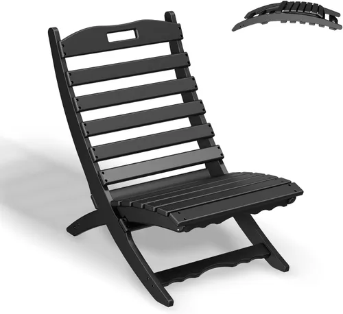 GREENVINES Silla plegable Xavier | Wave | Sillas Adirondack portátiles | Plástico HDPE | Silla para fogata para todo tipo de clima | Negro | para