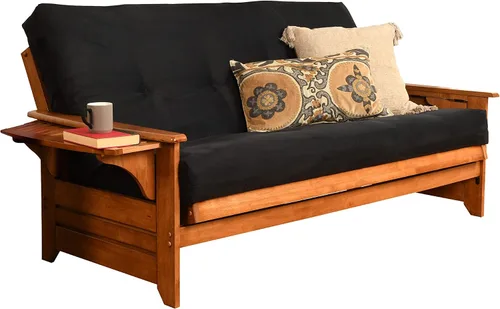 Miniatura 3 de Kodiak Furniture Fénix Futon, tamaño matrimonial, gamuza negra Negro (Suede Black)