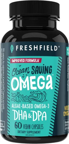 Miniatura 13 de Freshfield Omega 3 vegano, aceite de algas (algas), empresa libre de aceite de pescado, probado por terceros, sin carragenano, suplemento de DHA