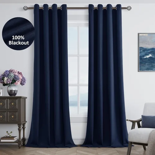 Miniatura 40 de Cream Linen Blackout Curtains 90 Length 2 Panels Set for Living Room Bedroom, 100% Black Out Thermal Insulated Linen Drapes, Room Darkening Grommet