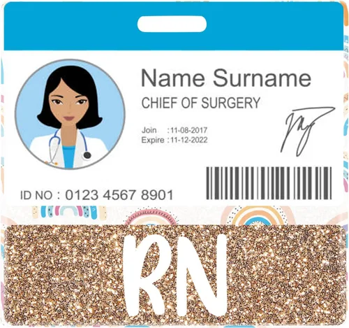 Miniatura 2 de Plifal RN Porta Insignia con Soporte de Tarjeta para Enfermera, Accesorios de Enfermería, Insignia de Enfermera Registrada Horizontal, Rn Rainbow