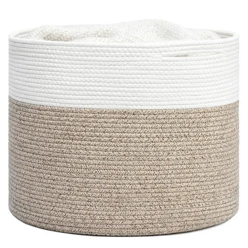 Miniatura 31 de Goodpick Cesta de manta de 65 litros, 19.7 x 12.6 pulgadas, cesta de cuerda de algodón, para sala de estar, organizadores de juguetes