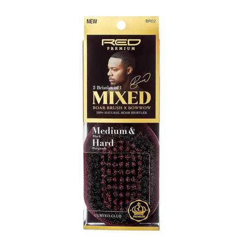 Miniatura 4 de Rojo Premium 2 cerdas en 1 cuerpo mixto Club Boar Brush X BowWow (medio y duro)