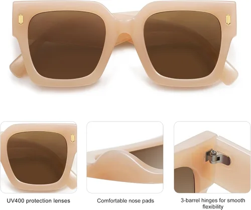 Miniatura 44 de SOJOS Gafas de sol cuadradas vintage de gran tamaño para mujer, estilo retro, de lujo, grandes, UV400 SJ2194