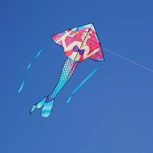 Miniatura 2 de In the Breeze Sea Life Fly-Hi Kite, cometa de una sola línea, tela Ripstop, línea y bolsa incluidas Sirena