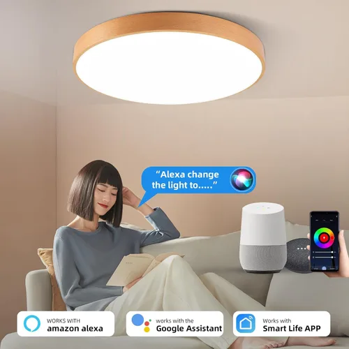 Miniatura 5 de Lámpara de techo inteligente de montaje empotrado con control remoto, compatible con Alexa/Google Home, regulable RGB cambio de color (2700K-6000K)