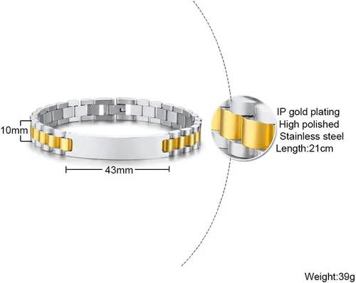 Miniatura 3 de VNOX - Pulsera de metal personalizada para parejas, joyería de metal y acero inoxidable, regalo para aniversario, 8.3 pulgadas