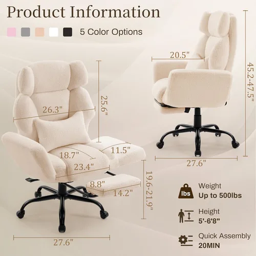 Miniatura 2 de Silla de oficina con reposabrazos abatibles, silla de oficina grande y alta con reposapiés, asiento extra ancho y almohada lumbar, silla ergonómica