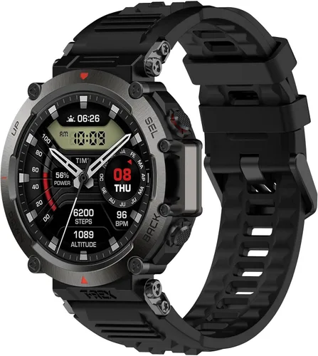 Miniatura 2 de Correas de reloj compatibles con Amazfit T-Rex Ultra Smart Watch Band de silicona suave de repuesto para mujeres y hombres Negro