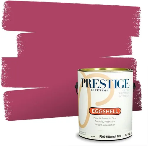 Miniatura 116 de Prestige Paints E100-T-SW6591 Pintura exterior e imprimación en uno, 1 galón, plano, combinación comparable de Sherwin Williams Amaryllis, 1 galón