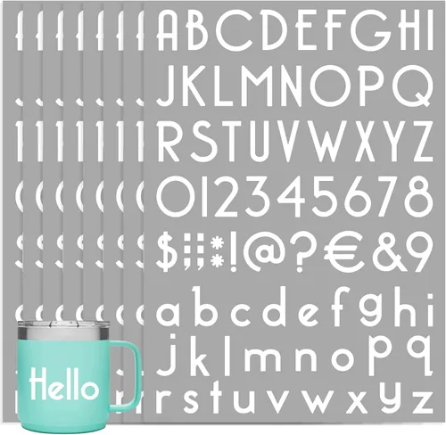 Miniatura 9 de 584 piezas 8 hojas Kit de letras y números de vinilo autoadhesivo de 1 pulgada, calcomanía moderna de números de buzón para buzón, letreros