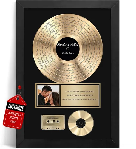 Miniatura 8 de VICILO Póster Enmarcado con Letras de Canción Personalizadas, Regalo para Padres, Acordes de Canción Perfectos, Pareja, 50° Aniversario de Boda