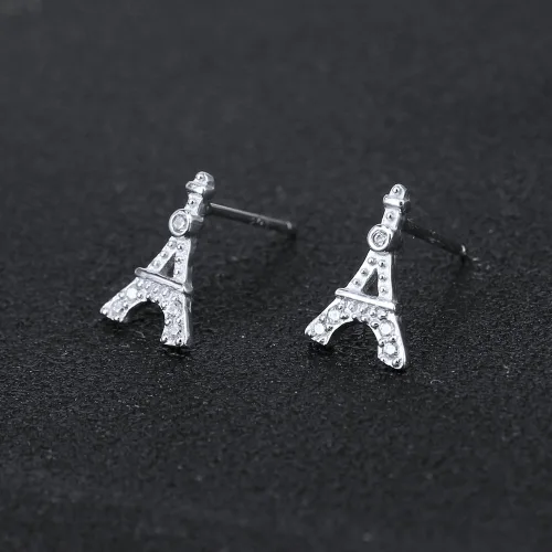 Miniatura 4 de AoedeJ Aretes hipoalergénicos de plata de ley 925 con diseño de Torre Eiffel de París, regalo para mujer