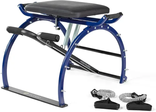 Moxxi Silla de pilates, silla de ejercicio con bandas de resistencia, equipo de entrenamiento para gimnasio en casa, capacidad de peso de hasta 250