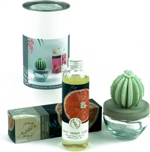 Miniatura 21 de Barril Cactus Cerámica Difusor de Fragancia Combo 6.8 fl oz Hermoso