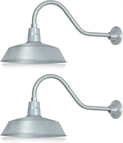 Miniatura 43 de 14 pulgadas. RLM Warehouse - Pantalla con brazo de cuello de cisne y bombilla Led A19 5000K de 9W Galvanizado (paquete de 2)