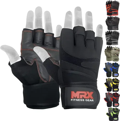 Miniatura 22 de MRX - Guantes de levantamiento de pesas para hombres, guantes de entrenamiento para hombre, guantes de levantamiento de muñeca, guantes de gimnasio