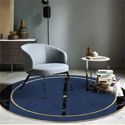Miniatura 14 de Tapete redondo de mármol verde esmeralda, lavable, pequeño círculo, para dormitorio, sala de estar, alfombra moderna abstracta circular, 2 pies