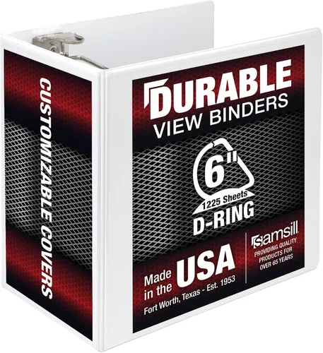 Miniatura 348 de Samsill - Carpeta duradera de 5 pulgadas, fabricada en los Estados Unidos, con anillos en D, transparente y personalizable, color blanco