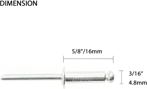 Miniatura 3 de 100 remaches de aluminio de 3/16" x 5/8", remaches ciegos de 0.189 x 0.630 in