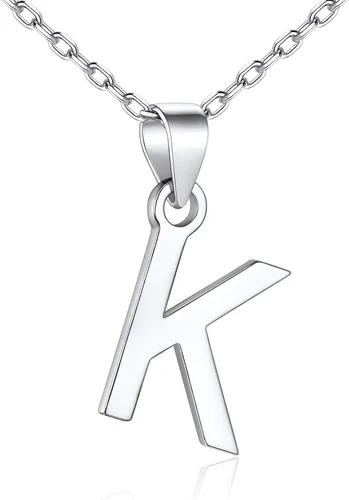 SILVERCUTE Initial NecklaceEarrings for Women Girls, Hypoallergneic 925 Sterling Silver Fine Jewelry, Cute Dainty Name Chain Choker, Letter Pendant
