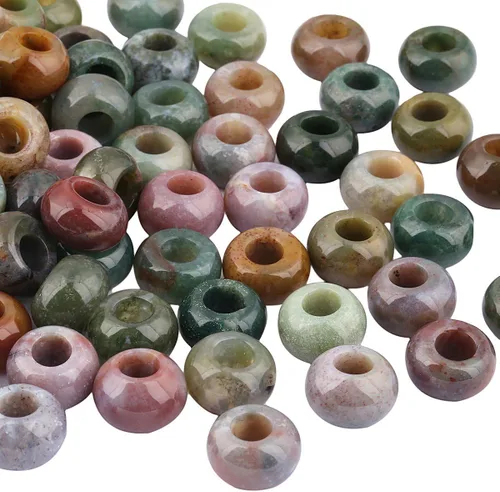 Miniatura 4 de TUMBEELLUWA 40 cuentas de piedra de cristal con agujero grande para hacer joyas, cuentas de macramé para trenzas de cabello (0.55 x 0.31 pulgadas)