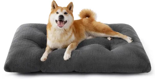 Miniatura 14 de Bedsure - Cama XXL lavable para perros para jaula, almohada gigante de felpa suave para mascotas, cojín para cama de perrera con base Gris