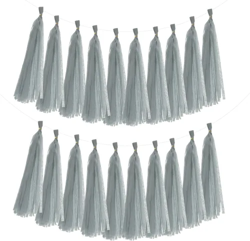 Miniatura 15 de MECCANIXITY 20 guirnaldas de papel de seda con borlas para decoración de fiestas, día de San Valentín, cumpleaños para mujeres con cuerda y alambre