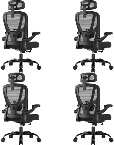 Miniatura 14 de Silla de oficina ergonómica de escritorio, silla de oficina de malla con respaldo alto con reposacabezas, ruedas, soporte lumbar, sillas de oficina